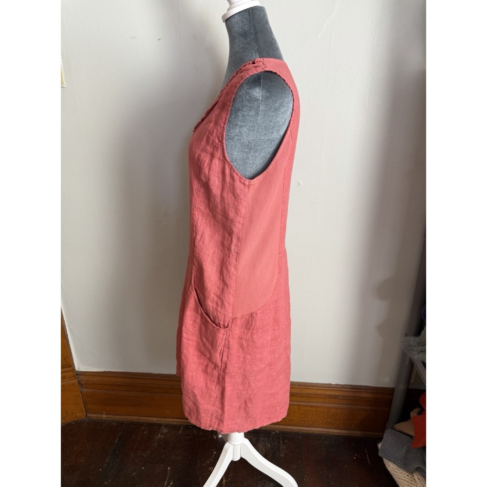 lungo l'arno linen Dress. Pockets Laggenlook Minimalist LG Coral - Picture 6 of 9